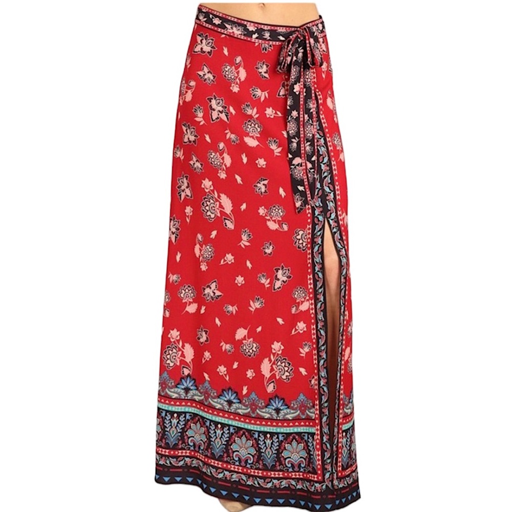 Jealous Tomato Bohemian Maxi Skirt Tie Waist Slit - Picture 1 of 9